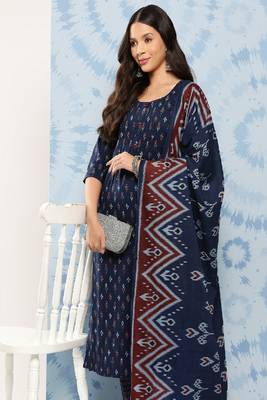Blue Printed Pure Cotton Kurta Set 2