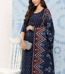 Blue Printed Pure Cotton Kurta Set