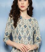 Blue Printed Pure Cotton Kurta