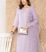Lavender Embroidered Pure Cotton Kurta Set
