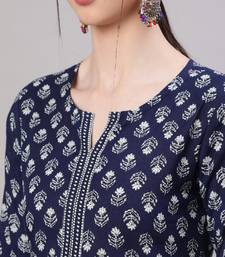 Blue Printed Pure Cotton Tunic