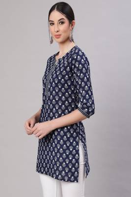 Blue Printed Pure Cotton Tunic 3