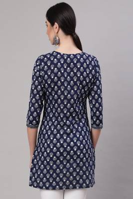Blue Printed Pure Cotton Tunic 4