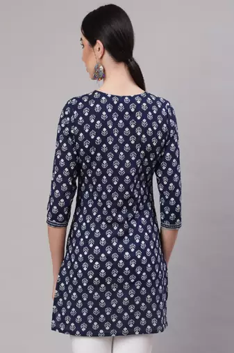 Blue Printed Pure Cotton Tunic