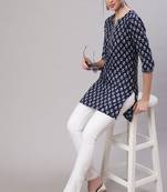 Blue Printed Pure Cotton Tunic