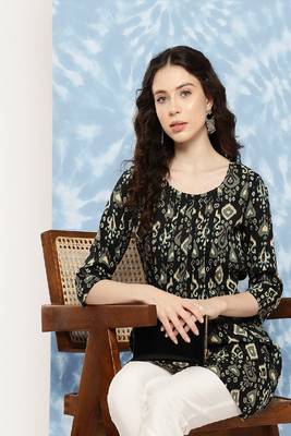 Black Printed Pure Cotton Tunic 1