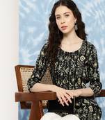 Black Printed Pure Cotton Tunic