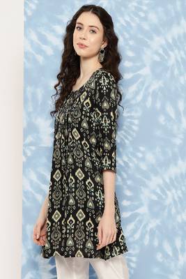 Black Printed Pure Cotton Tunic 2