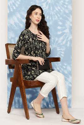 Black Printed Pure Cotton Tunic 4