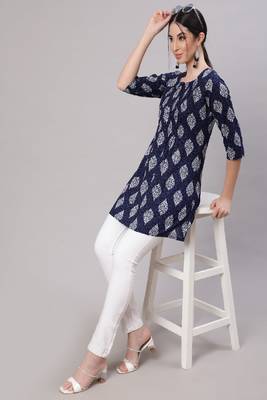 Blue Printed Pure Cotton Tunic 4