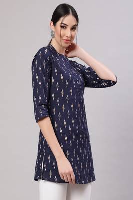 Blue Printed Pure Cotton Tunic 1