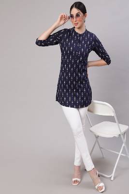 Blue Printed Pure Cotton Tunic 4