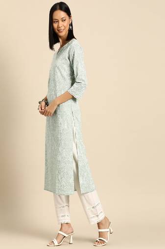 Green Printed Pure Cotton Kurta Set