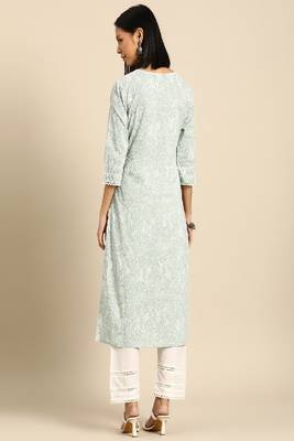 Green Printed Pure Cotton Kurta Set 3