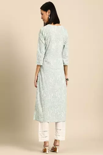 Green Printed Pure Cotton Kurta Set