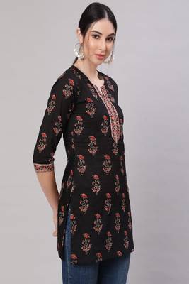 Black Printed Pure Cotton Tunic 3