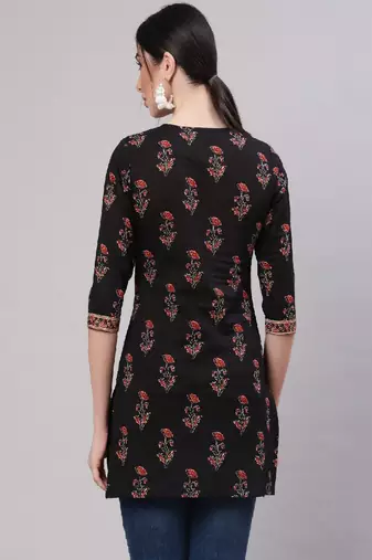 Black Printed Pure Cotton Tunic
