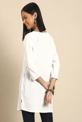 White Embroidered Viscose Rayon Tunic 3