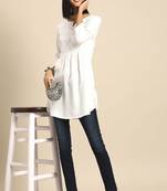 White Embroidered Viscose Rayon Tunic