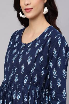 Blue Printed Pure Cotton Dress 2
