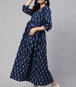 Blue Printed Pure Cotton Dress