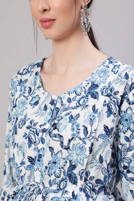 Off White Printed Pure Cotton Dress 2