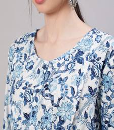 Off White Printed Pure Cotton Dress