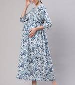 Off White Printed Pure Cotton Dress