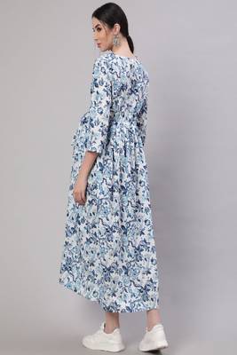 Off White Printed Pure Cotton Dress 4
