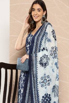 Blue Printed Pure Cotton Kurta Set 4