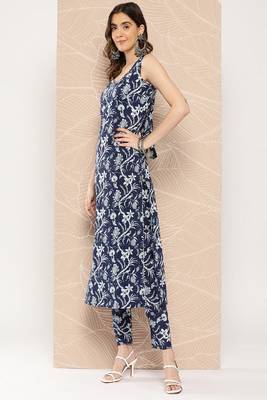 Blue Printed Pure Cotton Kurta Set 1