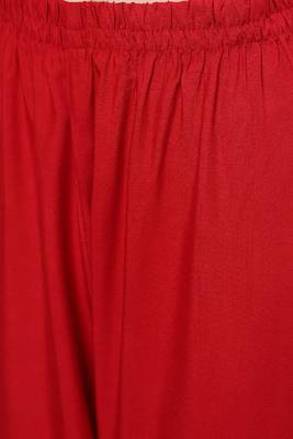 Red Embroidered Viscose Rayon Kurta Set 3