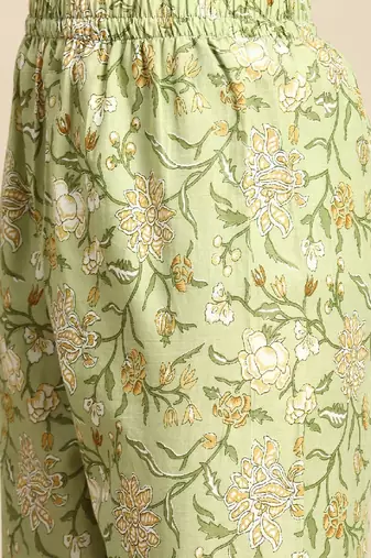 Green Printed Pure Cotton Kurta Set