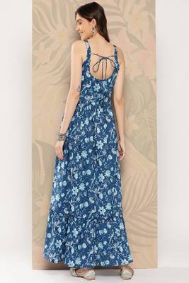 Blue Printed Pure Cotton Dress 4