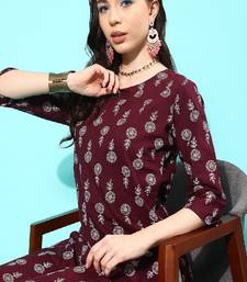 Burgundy Printed Viscose Rayon Kurta