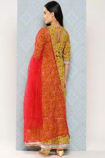 Yellow Printed Pure Cotton Dress