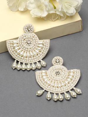 Outre White Quirky Handcrafted Drop Earrings 1