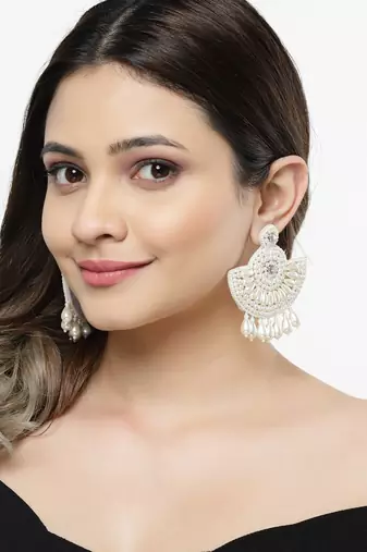 Outre White Quirky Handcrafted Drop Earrings