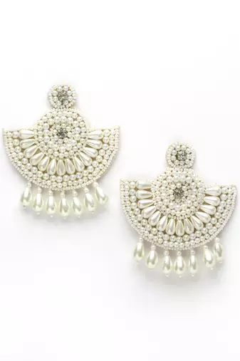 Outre White Quirky Handcrafted Drop Earrings