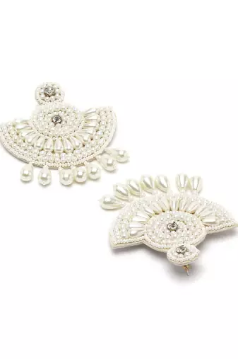 Outre White Quirky Handcrafted Drop Earrings