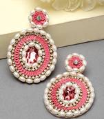 Motley Pink & white Circular Handcrafted Chandbalis