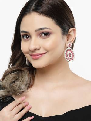 Motley Pink & white Circular Handcrafted Chandbalis 2