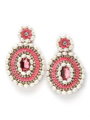 Motley Pink & white Circular Handcrafted Chandbalis 3