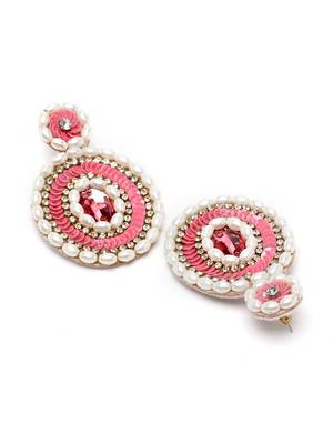 Motley Pink & white Circular Handcrafted Chandbalis 4