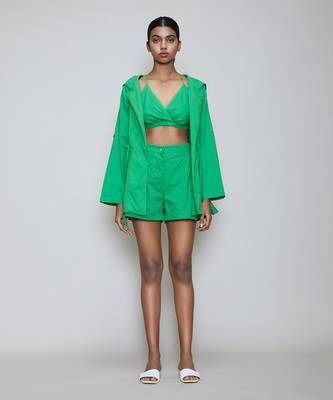 Green hooded jacket & shorts set 1