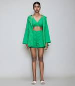 Green hooded jacket & shorts set