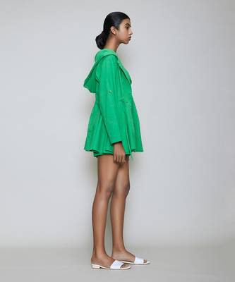 Green hooded jacket & shorts set 3