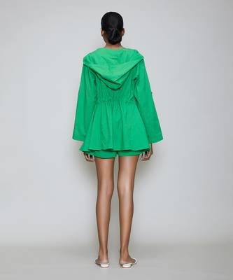 Green hooded jacket & shorts set 4