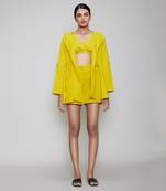 Yellow hooded jacket & shorts set