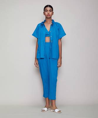 Blue tora bralette shirt set 1
